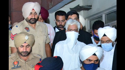 Former Punjab DGP Sumedh Singh Saini was arrested by Punjab vigilance bureau on August 18 in connection with a September 2020 FIR. A day later, high court ordered his release, terming the arrest illegal. (HT PHoto)