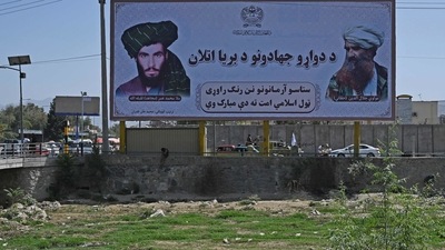 A billboard with the images of late Afghan Taliban leader Mullah Omar (L) and late Afghan leader of the Haqqani network Jalaluddin Haqqani is seen along a road in Kabul. (AFP) A billboard with the images of late Afghan Taliban leader Mullah Omar (L) and late Afghan leader of the Haqqani network Jalaluddin Haqqani is seen along a road in Kabul. (AFP)
