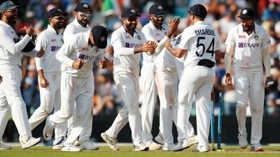 Indian players after their victory in the fourth Test at The Oval (Action Images via Reuters)