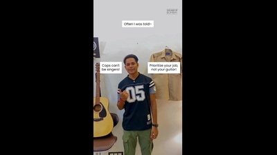 The image shows the policeman named Rajat Rathor. (Instagram/@officialhumansofbombay)