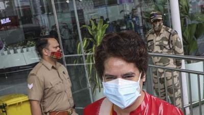 Congress general secretary Priyanka Gandhi Vadra after her arrival at the Chaudhary Charan Singh Airport in Lucknow on Thursday. (PTI Photo) Congress general secretary Priyanka Gandhi Vadra after her arrival at the Chaudhary Charan Singh Airport in Lucknow on Thursday. (PTI Photo)