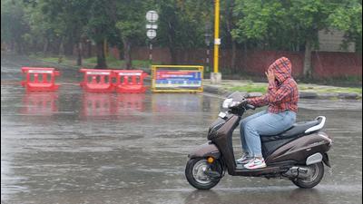 This year, since the onset of monsoon in June, 456.9mm rain has been recorded against a normal of 756.1mm – a shortfall of 40%. (HT Photo)