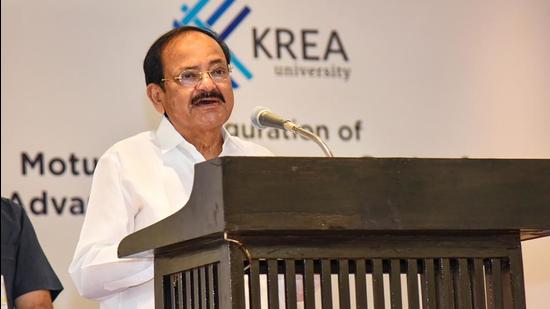 Vice President M Venkaiah Naidu addresses the gathering after inaugurating the Moturi Satyanarayana Centre for Advanced Study in Humanities and Social Sciences at KREA University. (PTI) Vice President M Venkaiah Naidu addresses the gathering after inaugurating the Moturi Satyanarayana Centre for Advanced Study in Humanities and Social Sciences at KREA University. (PTI)