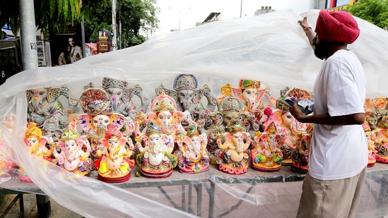 This Hindu festival marks the birth of Lord Ganesha who is considered the god of wisdom and prosperity. Here's how India is gearing up to celebrate Ganesh Chaturthi this year under strict norms.(ANI)