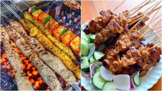 Satay - Dilliwale Kebabs: Satay and kebabs are prepared the same way but the seasonings used are different. It is believed that the earliest preparations of satay originated in Javanese cuisine and then spread to Indonesia, where it has become a national dish. (Instagram/@msoinkee/@salunkhe.prasad0007)