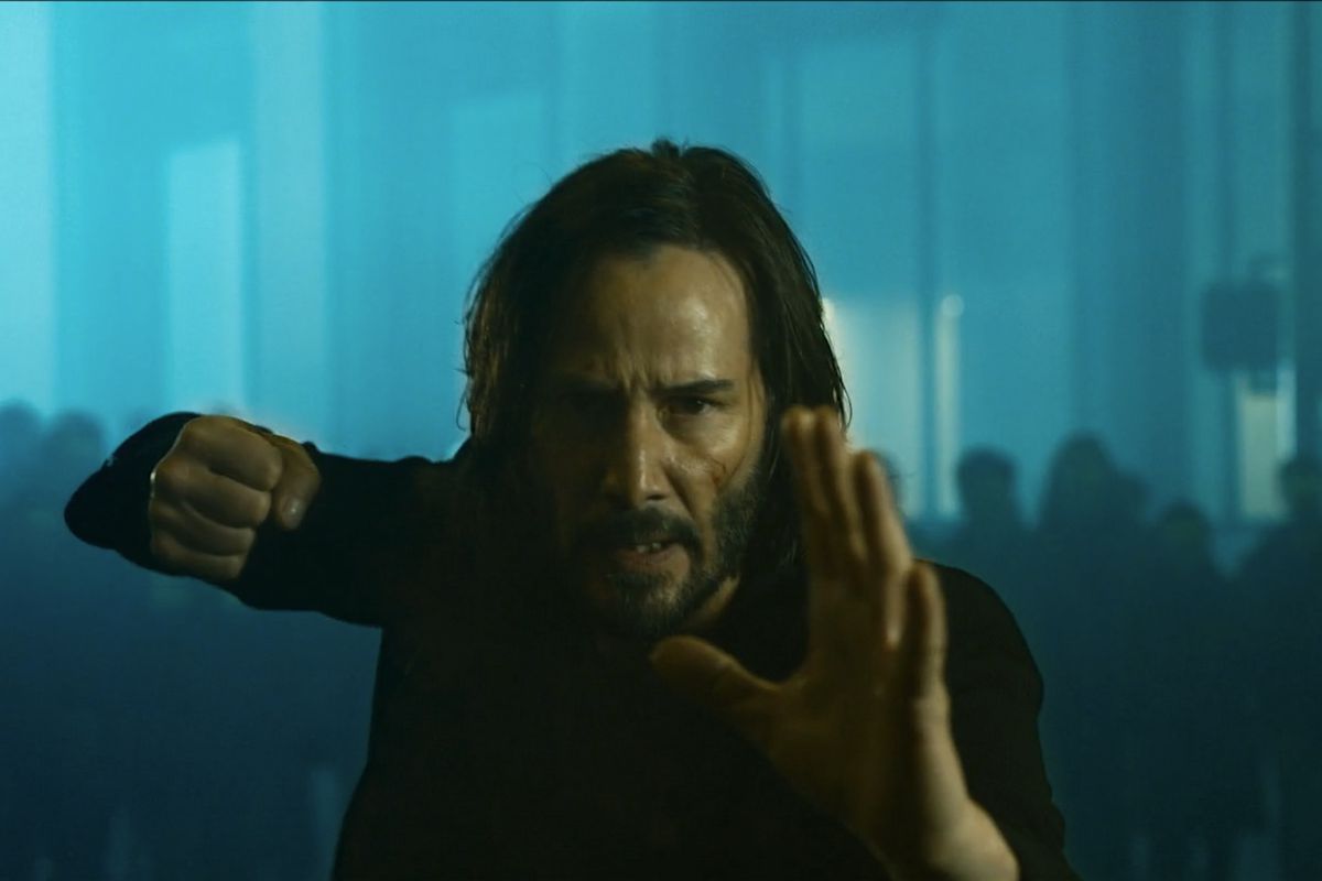 Keanu Reeves in a still from The Matrix Resurrections. Keanu Reeves in a still from The Matrix Resurrections.