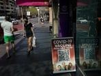 A sign advertises the availability of Covid-19 vaccine doses at a city centre pharmacy during a lockdown to curb the spread of a coronavirus disease (Covid-19) outbreak in Sydney, Australia(REUTERS/Loren Elliott)