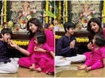 Shilpa Shetty celebrated Ganesh Chaturthi with her children Viaan and Samisha. Shilpa Shetty celebrated Ganesh Chaturthi with her children Viaan and Samisha.