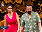 Shilpa Shetty and Sanjay Dutt on Super Dancer 4.