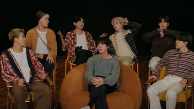 BTS members RM, Jin, Suga, J-Hope, Jimin, V and Jungkook were recently interviewed by Coldplay's Chris Martin. They watched many fan videos, one of which was from India.