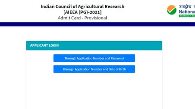 ICAR AIEEA PG admit card 2021: Candidates who have registered for the ICAR AIEEA PG exam can download their admit cards through the official website of NTA ICAR on icar.nta.ac.in. (icar.nta.ac.in)