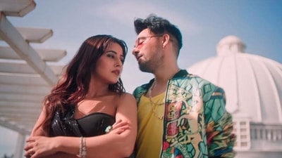 Shehnaaz Gill with Tony Kakkar in the music video for Kurta Pajama.
