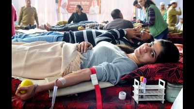 Blood donation camps were organised at eight locations in Chandigarh, five each in Punjab, Haryana and Himachal Pradesh and one each in UP and Delhi. (Representative image) Blood donation camps were organised at eight locations in Chandigarh, five each in Punjab, Haryana and Himachal Pradesh and one each in UP and Delhi. (Representative image)