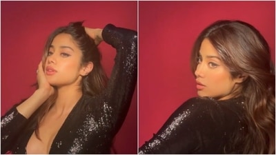Janhvi Kapoor opted for this stunning evening wear for a recent beauty brand photoshoot. (Instagram/@janhikapoor)