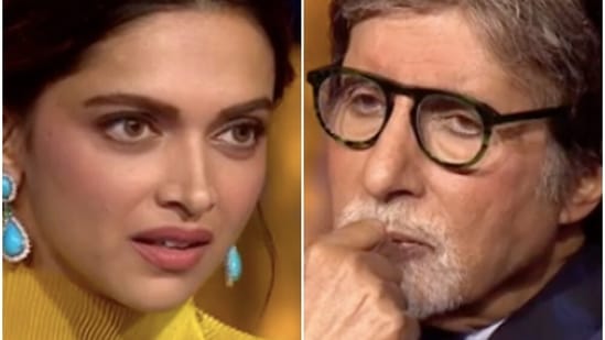 Deepika Padukone and Amitabh Bachchan on Kaun Banega Crorepati 13. Deepika Padukone and Amitabh Bachchan on Kaun Banega Crorepati 13.