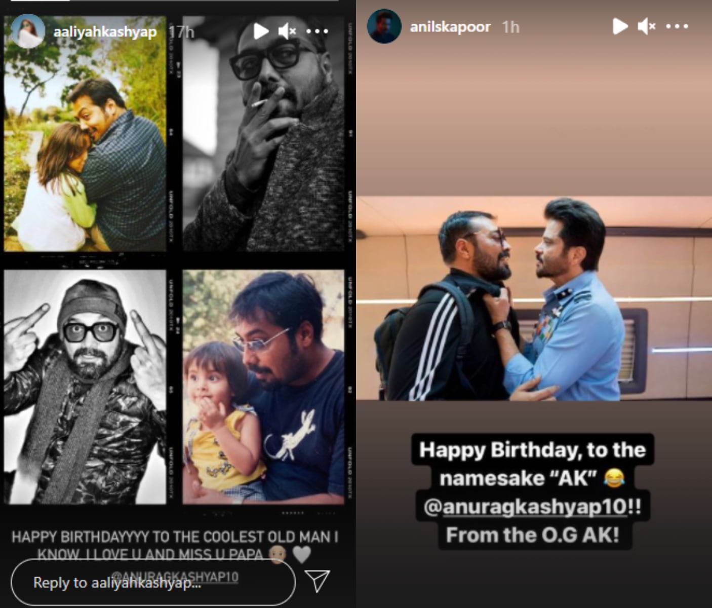 Aaliyah Kashyap and Anil Kapoor wish Anurag Kashyap on his birthday.