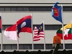 In this April 22, 2021, file photo, flags of some of the ASEAN member countries fly at the ASEAN Secretariat in Jakarta, Indonesia. (AP Photo/Tatan Syuflana, File)(AP) In this April 22, 2021, file photo, flags of some of the ASEAN member countries fly at the ASEAN Secretariat in Jakarta, Indonesia. (AP Photo/Tatan Syuflana, File)(AP)