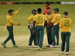 Aiden Markram hits 48, South Africa beats Sri Lanka in T20 opener(TWITTER/ICC) Aiden Markram hits 48, South Africa beats Sri Lanka in T20 opener(TWITTER/ICC)