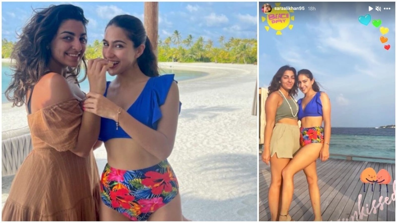 1600px x 900px - Sara Ali Khan slips into a swimsuit for beach day on Maldives vacation with  friend. See pics | Bollywood - Hindustan Times