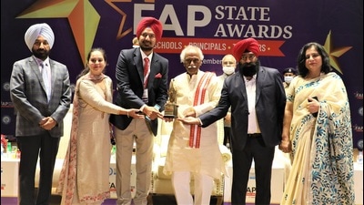 The FAP State Awards in progress 2021 at Chandigarh University, Mohali, on Saturday. (HT photo)