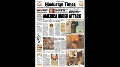 A screengrab of the Hindustan Times on September 11, 2001 A screengrab of the Hindustan Times on September 11, 2001