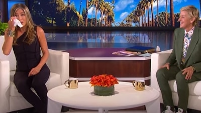 Jennifer Aniston on The Ellen DeGeneres Show's farewell season. Jennifer Aniston on The Ellen DeGeneres Show's farewell season.
