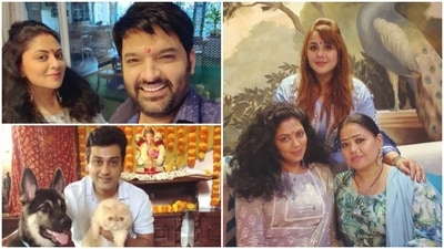 Kavita Kaushik with Kapil Sharma, his wife Ginni Chatrath and Bharti Singh.