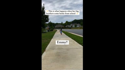 The image shows the kid running towards her brothers. (Instagram/@almostindianwife)