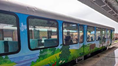 A coach of the toy train that will ferry tourists via Dudhwa National Park . (SOURCED) A coach of the toy train that will ferry tourists via Dudhwa National Park . (SOURCED)