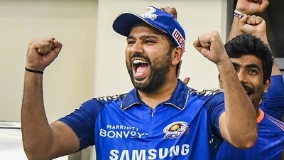 Rohit, Bumrah, Suryakumar (not in frame) land in Dubai after MI arrange charter flight (PTI) Rohit, Bumrah, Suryakumar (not in frame) land in Dubai after MI arrange charter flight (PTI)