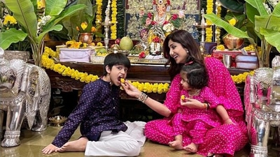 Shilpa Shetty has shared photos with her kids. Shilpa Shetty has shared photos with her kids.