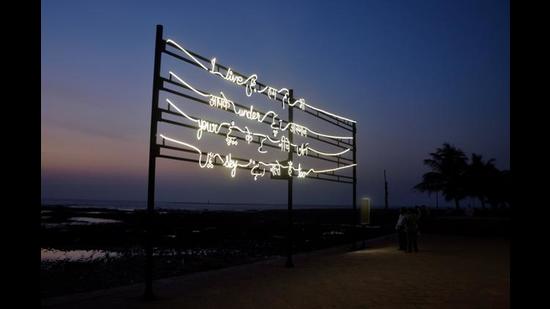 Animated light installation by Shilpa Gupta (Courtesy the artist) Animated light installation by Shilpa Gupta (Courtesy the artist)