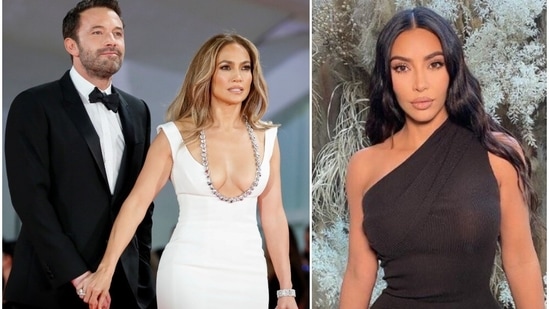 Kim Kardashian appreciated Jennifer Lopez with Ben Affleck after they appeared together at Venice on Friday.(Reuters)