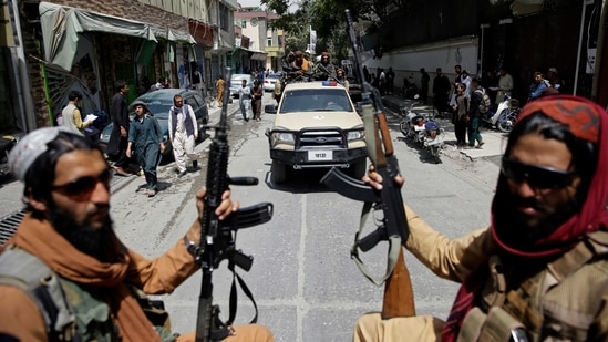 Taliban fighters patrol the streets of Kabul, in Afghanistan,(AP Photo)