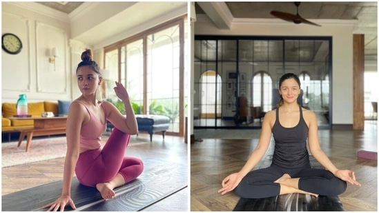 Alia Bhatt does yoga in her living room. Alia Bhatt does yoga in her living room.