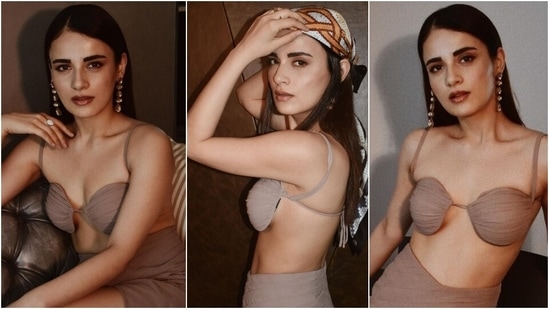 Radhika Madan in nude bralette and draped skirt aces simple yet glam co-ord look