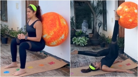 5 quick and challenging Fit ball exercises by Yasmin Karachiwala to build spine health, muscles(Instagram/@yasminkarachiwala)