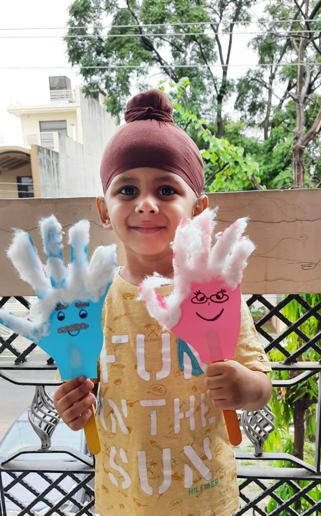 A student of BCM Kindergarten, Chandigarh Road, Ludhiana, showcasing his craft work. (HT Photo) A student of BCM Kindergarten, Chandigarh Road, Ludhiana, showcasing his craft work. (HT Photo)