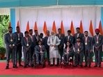 Prime Minister Narendra Modi celebrating India's historic success at the 2020 Tokyo Paralympics with the athletes. (Photo via www.narendramodi.in) Prime Minister Narendra Modi celebrating India's historic success at the 2020 Tokyo Paralympics with the athletes. (Photo via www.narendramodi.in)