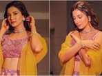 Gauahar Khan in sleeveless blouse and lehenga is the most stunning bridesmaid ever(Instagram) Gauahar Khan in sleeveless blouse and lehenga is the most stunning bridesmaid ever(Instagram)