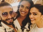 Ranveer Singh's selfie with Deepika Padukone and PV Sindhu. Ranveer Singh's selfie with Deepika Padukone and PV Sindhu.