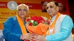 Former Gujarat chief minister Vijay Rupani greets the new CM Bhupendra Patel, at BJP headquarters in Gandhinagar.(ANI) Former Gujarat chief minister Vijay Rupani greets the new CM Bhupendra Patel, at BJP headquarters in Gandhinagar.(ANI)