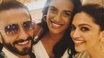 Ranveer Singh's selfie with Deepika Padukone and PV Sindhu. Ranveer Singh's selfie with Deepika Padukone and PV Sindhu.