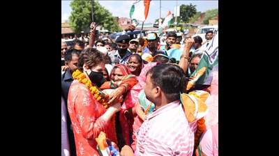 Priyanka Gandhi Vadra in Rae Bareli on Sunday. (HT photo) Priyanka Gandhi Vadra in Rae Bareli on Sunday. (HT photo)