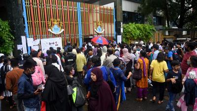 Students at NEET exam centre at Thakur College, Kandivli in Mumbai. (HT Photo) Students at NEET exam centre at Thakur College, Kandivli in Mumbai. (HT Photo)