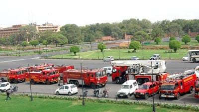 At present, the one fire station in Phase 1, Mohali, caters to the entire town, along with periphery areas of Kharar and Mullanpur. (HT FILE PHOTO)