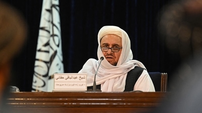 Taliban�s acting Higher Education Minister Abdul Baqi Haqqani speaks during a press conference in Kabul on September 12, 2021. (AFP) Taliban�s acting Higher Education Minister Abdul Baqi Haqqani speaks during a press conference in Kabul on September 12, 2021. (AFP)