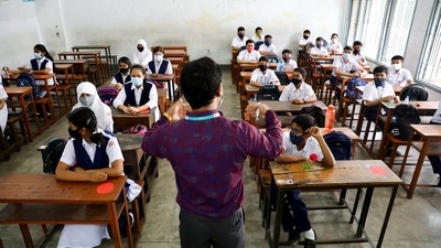 Students attend a class at the Udayan Uchcha Madhyamik Bidyalaya after the government has withdrawn restrictions on educational institutions in Bangladesh. (REUTERS)