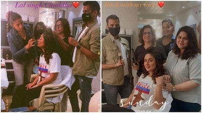 Kareena Kapoor shared pictures from the sets of Laal Singh Chaddha.