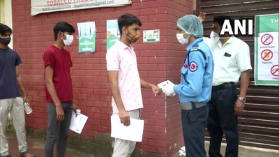 NEET 2021: Students arrive at exam centres (ANI)